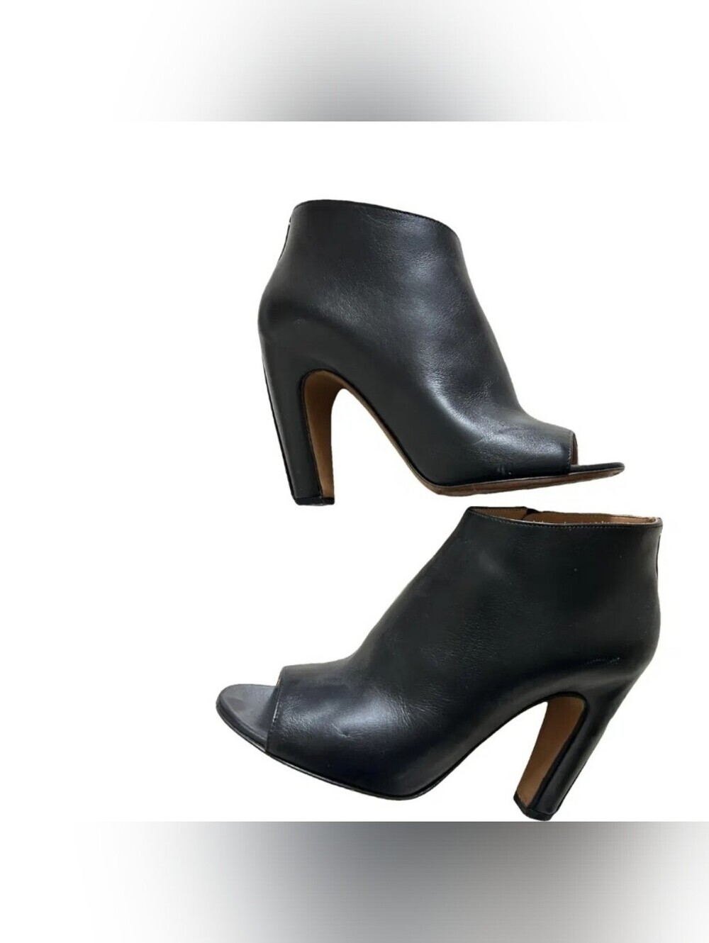 Maison Martin Margiela Black Leather Peep-Toe Ankle Booties Size 40 (9.5/10)